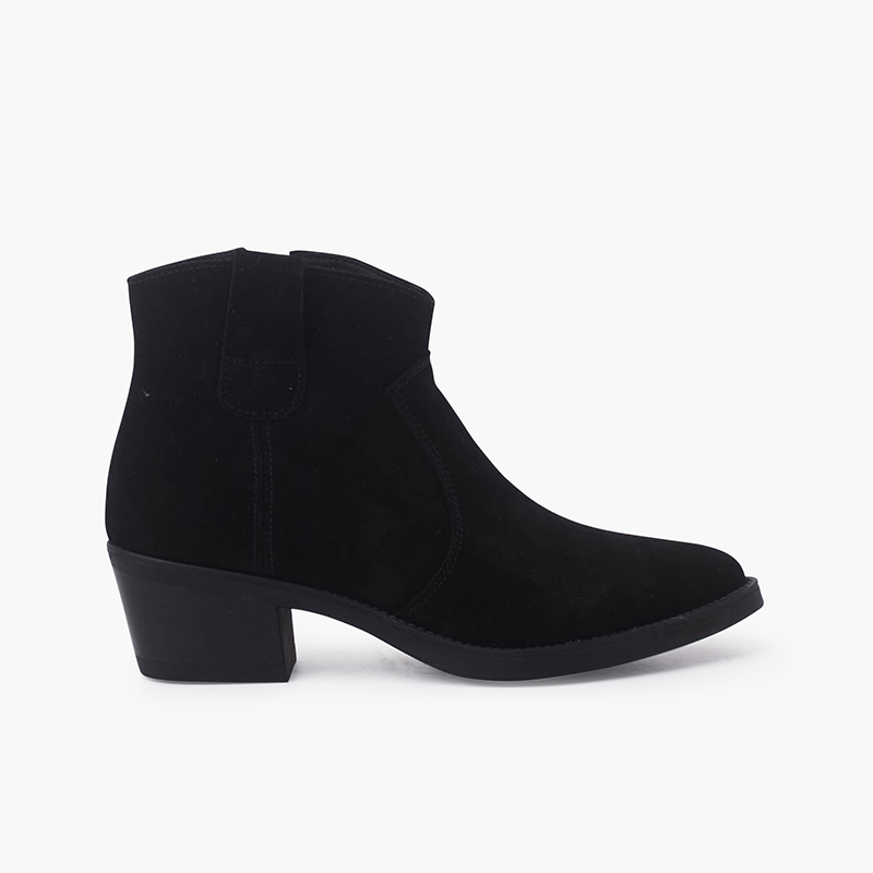 Suede cowboy ankle boots Black