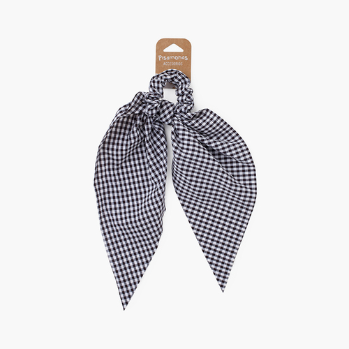 Scrunchie scrunchie with vichy bows Black