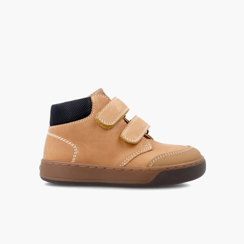 Garvalín leather ankle boot with hook-and-loop closure Camel