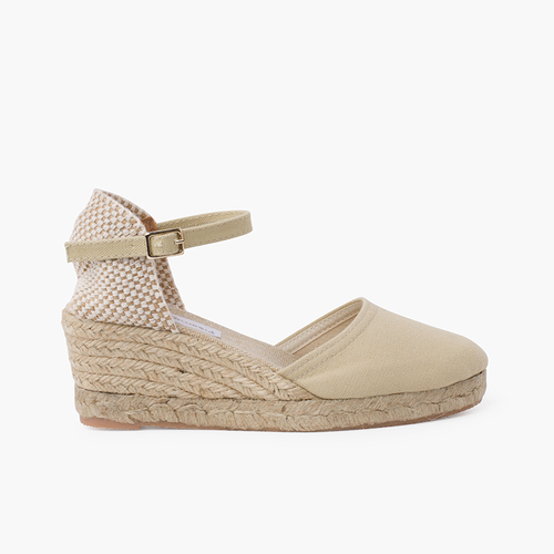 Women's wedge espadrilles with buckle Beige