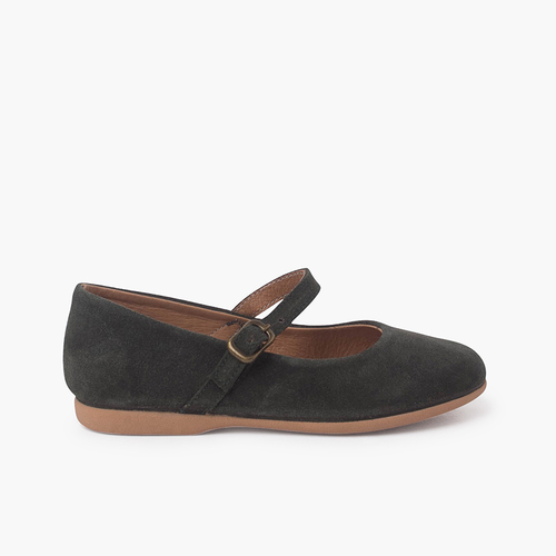 Flat suede dress shoes with fine buckle fastening Green