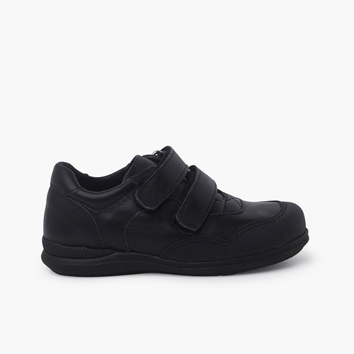 Double riptape reinforced toe school shoes Black