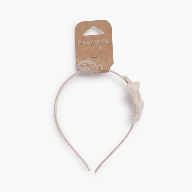 Double star micro corduroy headband Beige