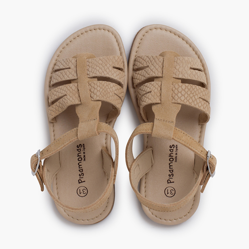 Engraved leather gladiator sandals Sand