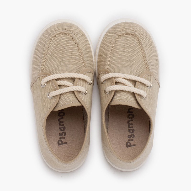 Canvas Organic Boat Shoes White Sole Sand