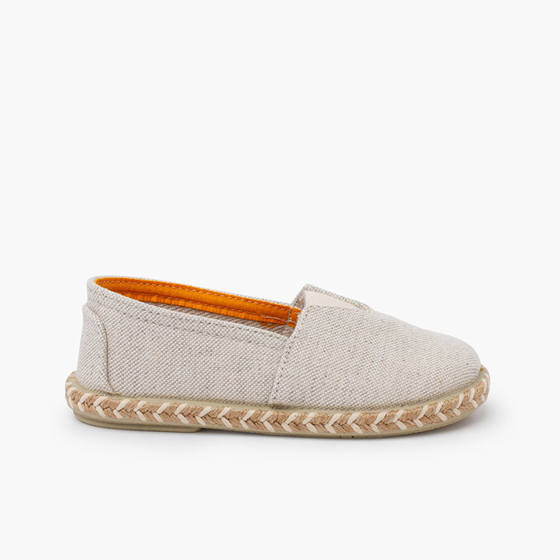 Bicolour jute espadrilles with elastic Stone