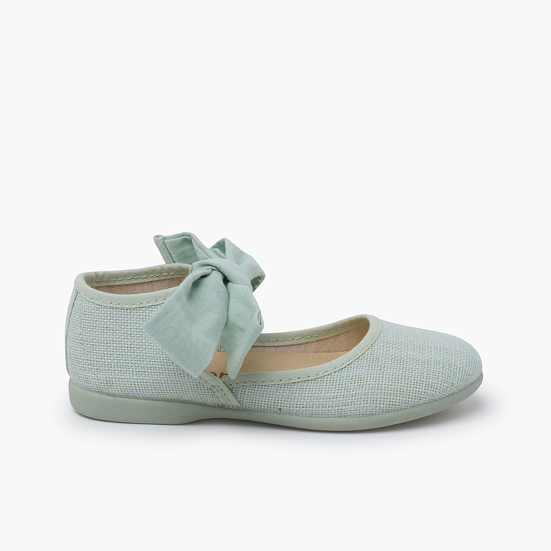 Low-cut Mary Janes wide bow Aquamarine