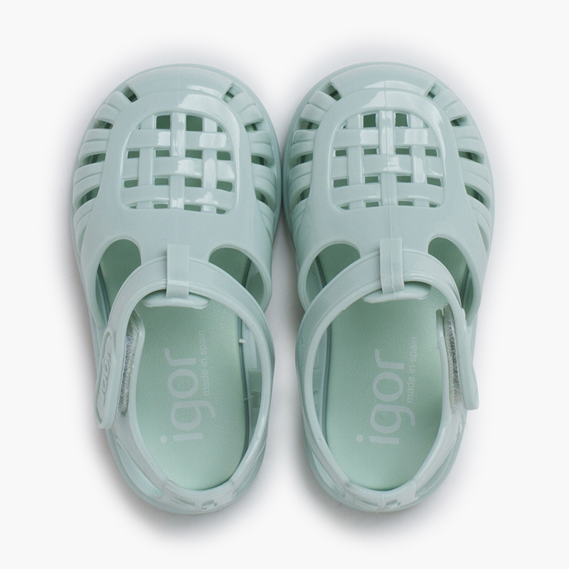 Glossy Jelly Sandals Adhesive Strap Mint