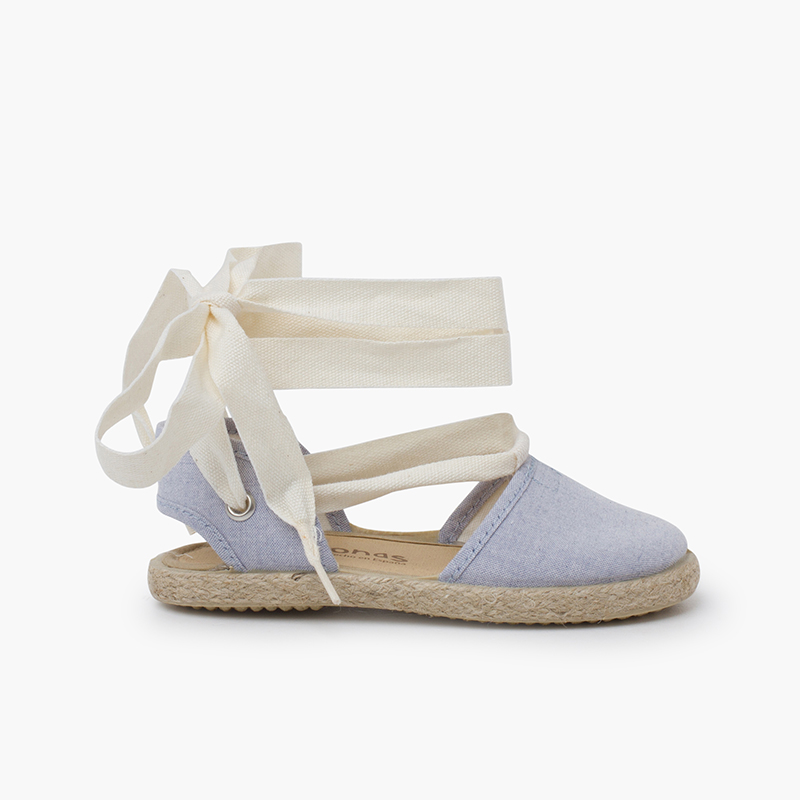 Girls espadrilles ecru ribbons Sky Blue