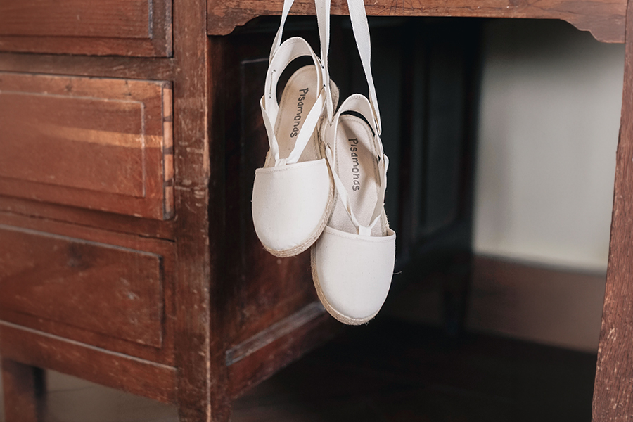 Wedge espadrilles piqué ribbons