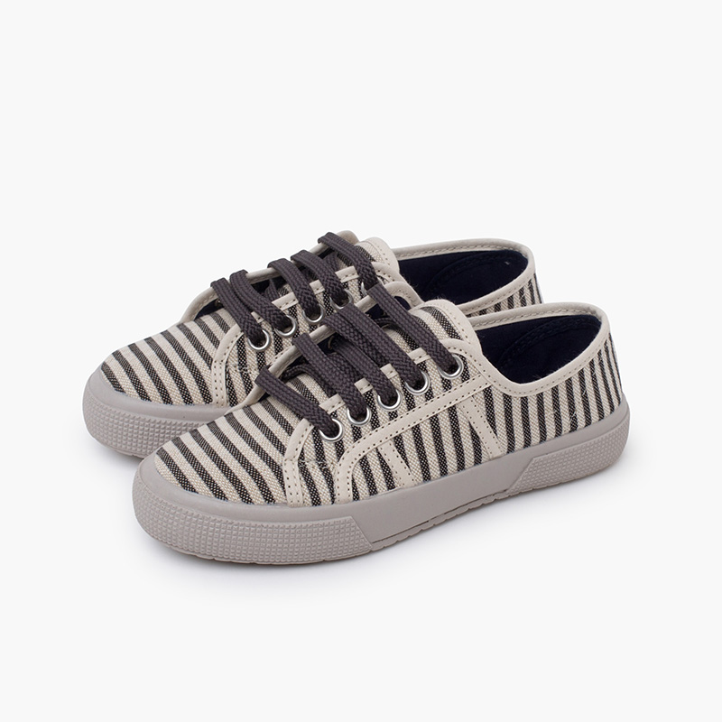 Wide-soled striped trainers Crudo y Gris