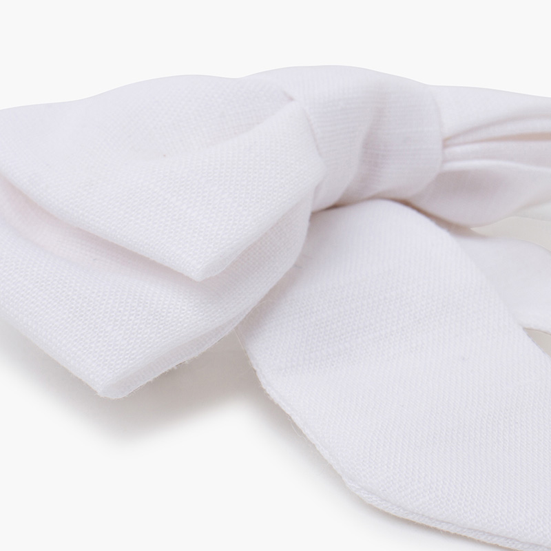 Linen bow hair clip White
