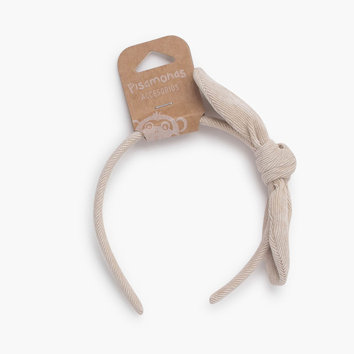Micro corduroy side bow headband Off-White