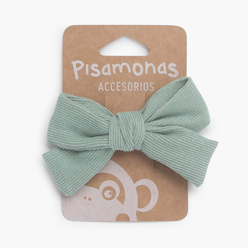 Micro corduroy bow hair duck clip Pastel Green