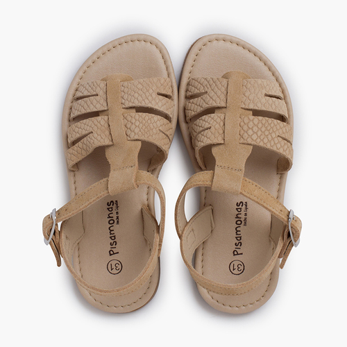 Engraved leather gladiator sandals Sand
