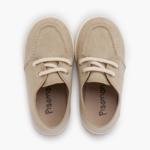 Canvas Organic Boat Shoes White Sole Sand