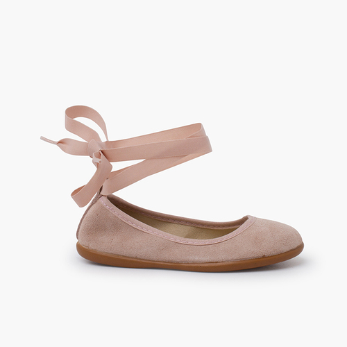 Ballet pumps elastic bow and bracelet Nude