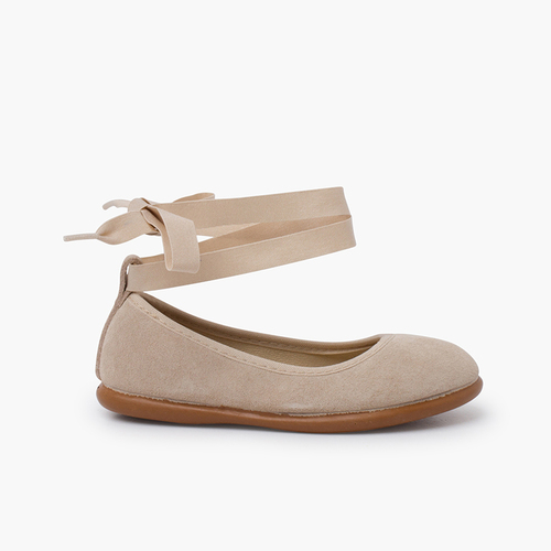 Ballet pumps elastic bow and bracelet Sand