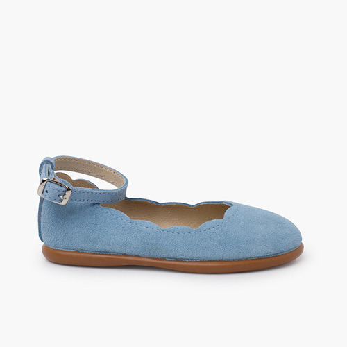 Suede Ballet pumps bracelet wave details Blue