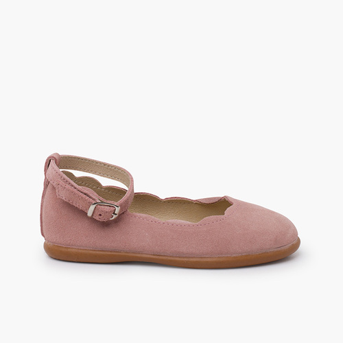 Suede Ballet pumps bracelet wave details Blush pink