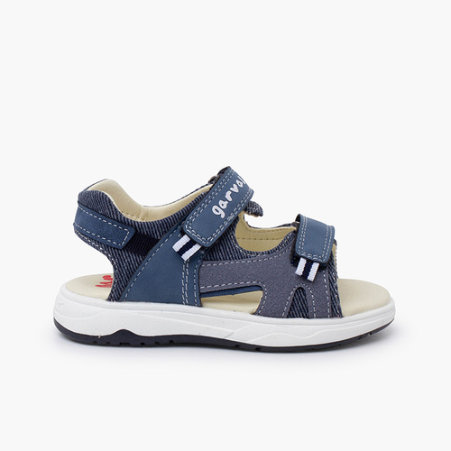 Children's trekking type sandals adherent fastenings Blue
