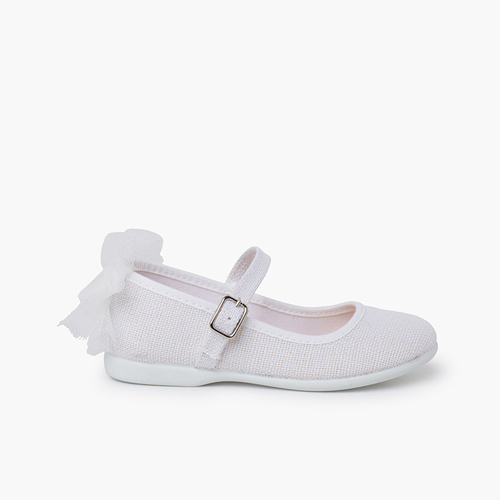 Ceremony Mary Janes with tulle back bow White