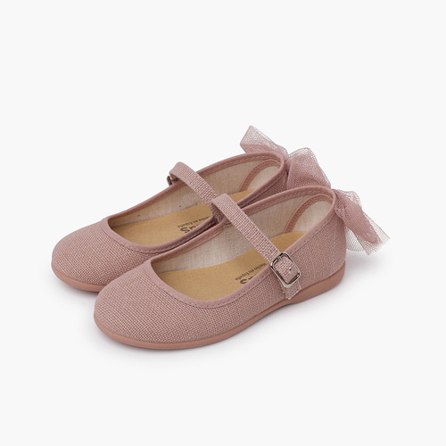 Ceremony Mary Janes with tulle back bow Pale Pink