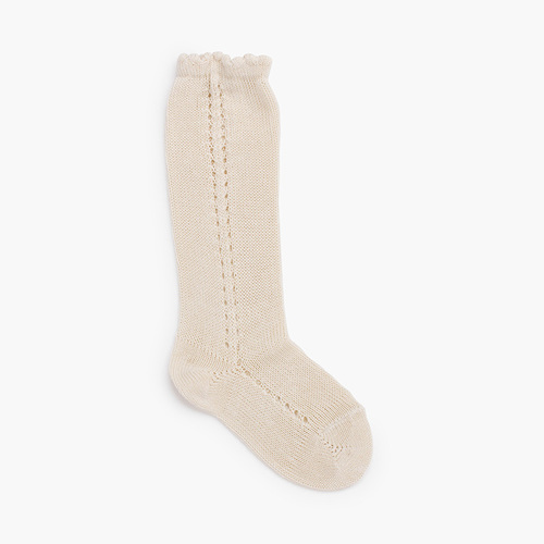 Lateral openwork perlé socks Linen