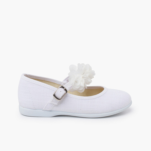 Ceremony Mary Janes flower straps White