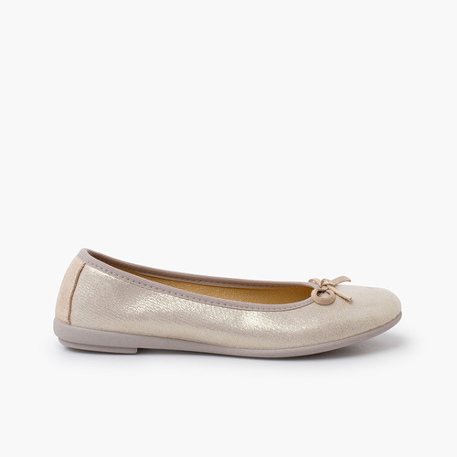 Shiny ballet pumps with bow Champagne