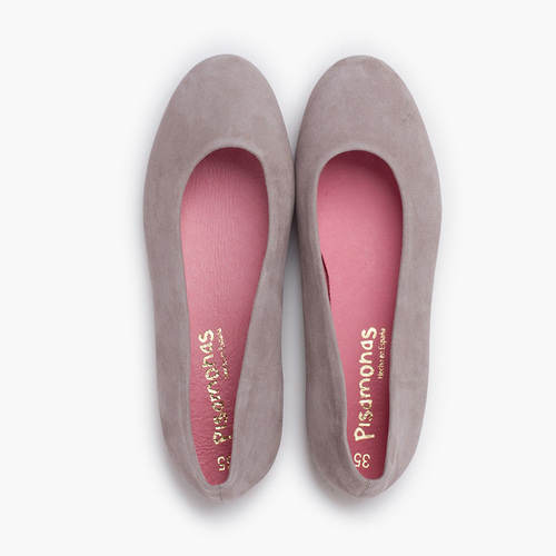 Suede ballet pumps with dress sole Pearl Grey