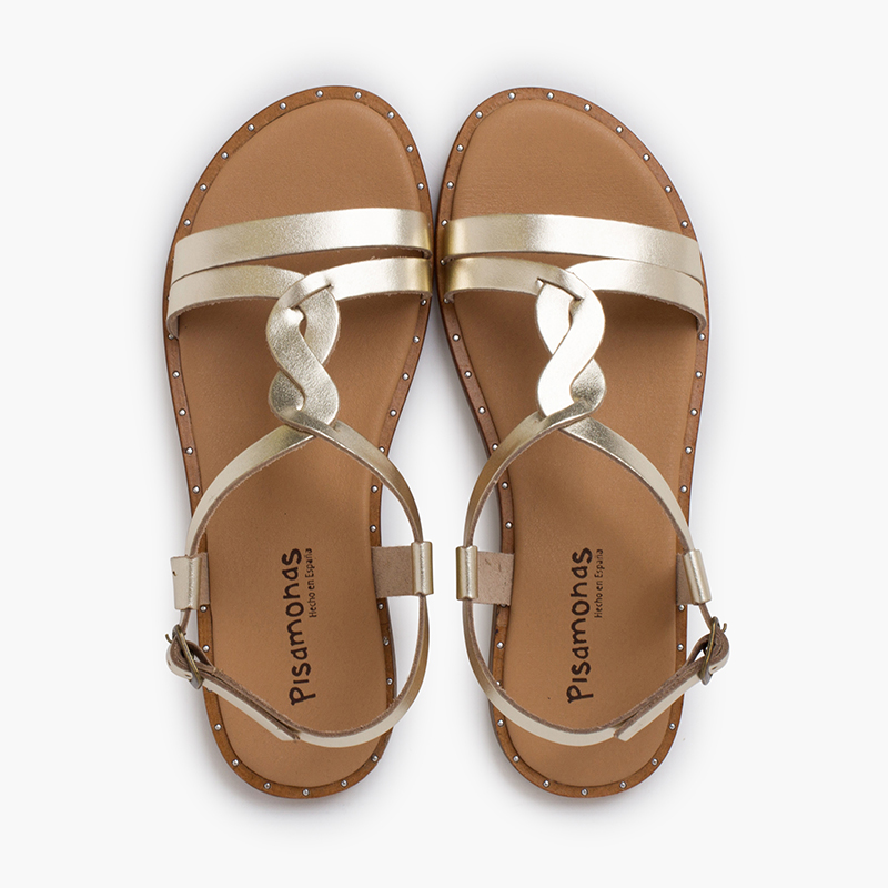 Braided central strap sandals Gold