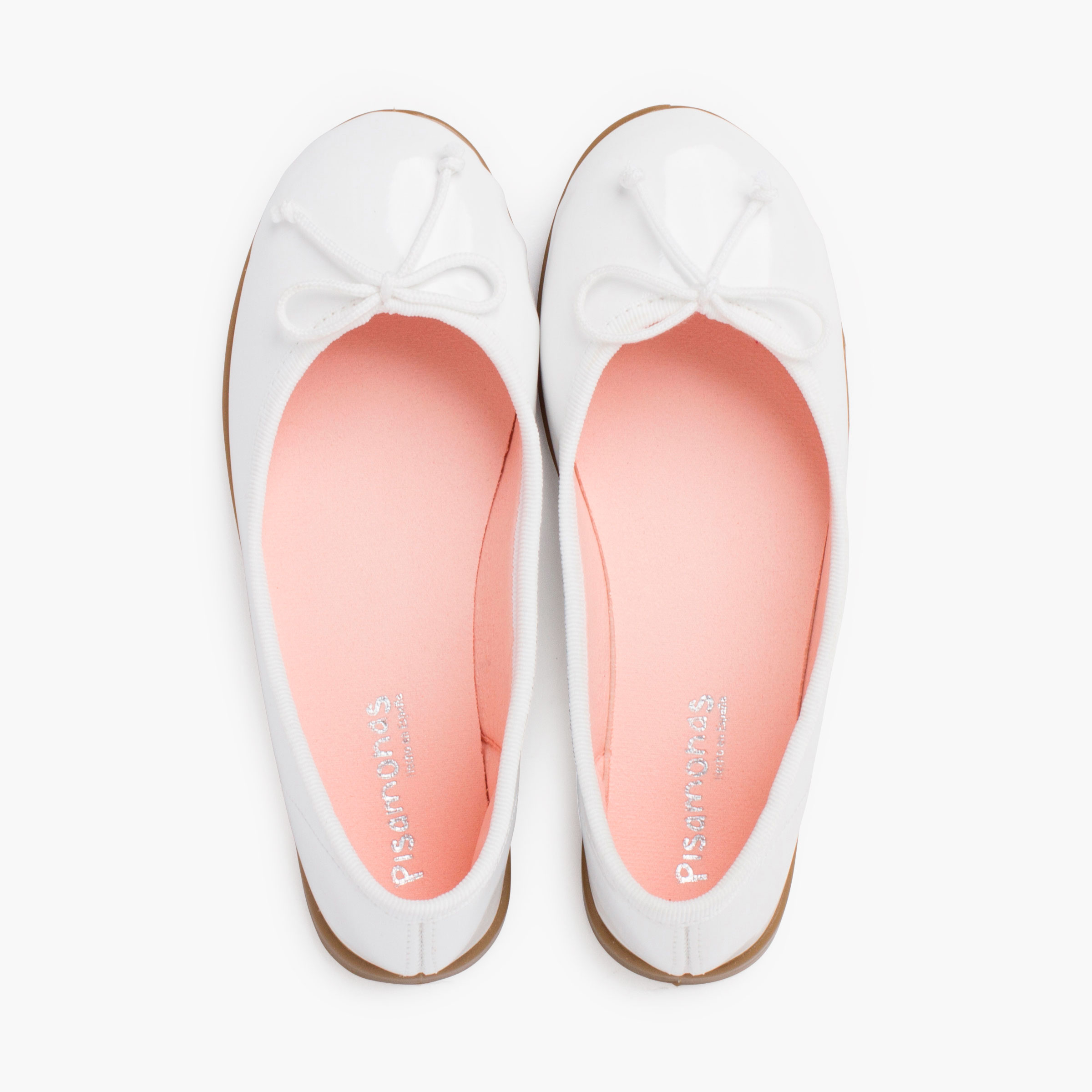 Patent leather ballet pumps caramel sole White