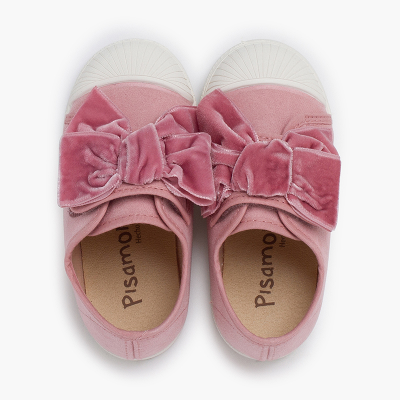 Velvet bow trainers Pink