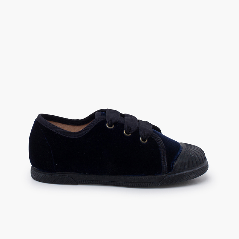 Velvet trainers faya ribbons Navy Blue