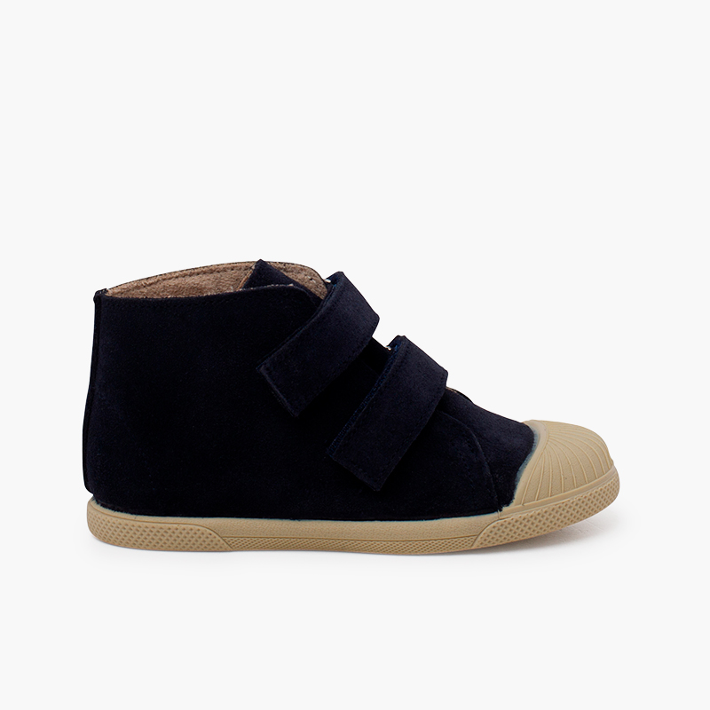 Suede Boot Double hook-and-loop fastener Navy Blue