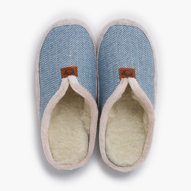pure wood clogs herringbone pattern Sky Blue