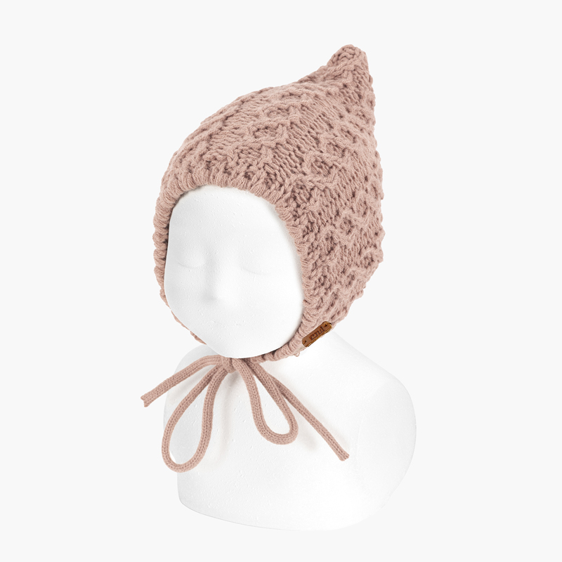 Chunky Knit Baby Bonnet Dusty Pink
