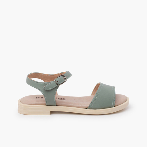 Low-cut upper leather sandals eucalyptus green