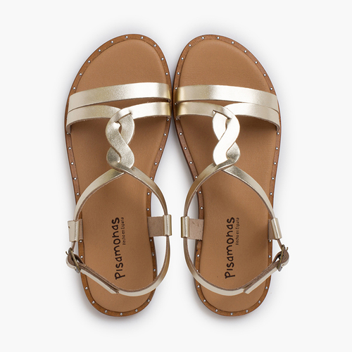 Braided central strap sandals Gold