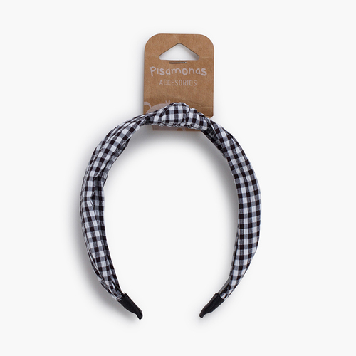 Wide Vichy Knot Headband Black