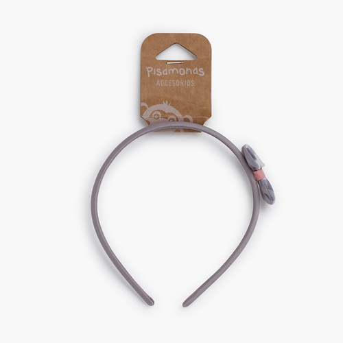 Vichy Bow Headband Grey