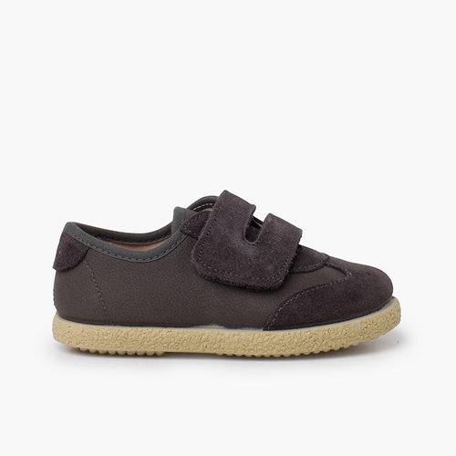 Suede and faux leather trainers Dark grey