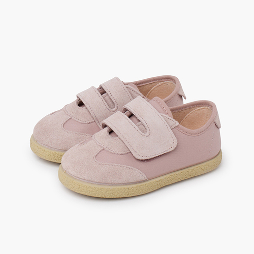 Suede and faux leather trainers Pink