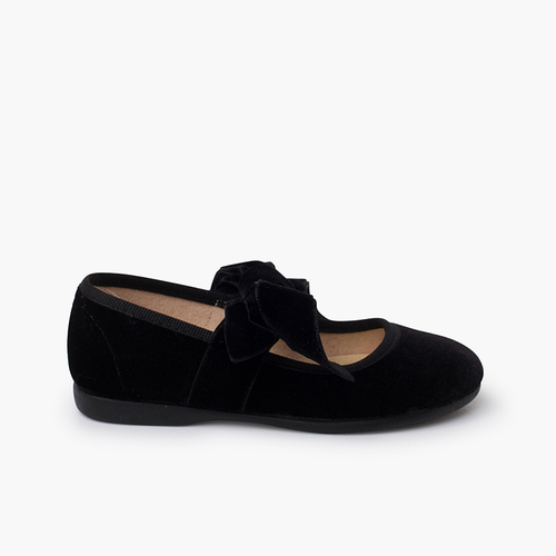 Velvet bow Mary Janes Black