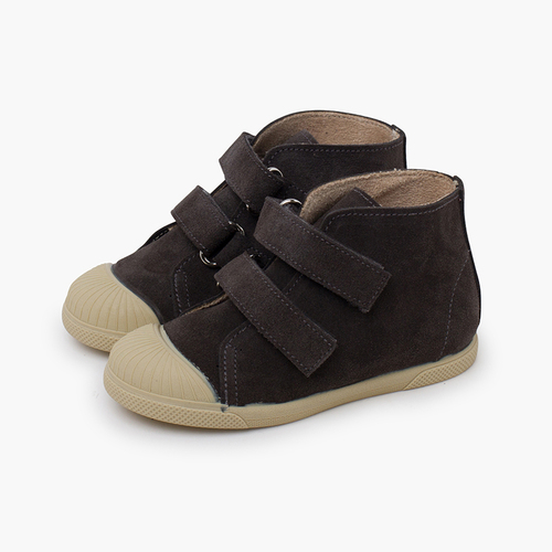 Suede Boot Double hook-and-loop fastener Grey