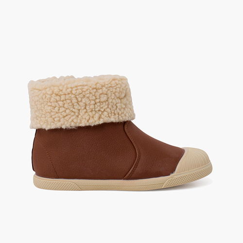 Vegan Leather Zip-Up Boots Brown