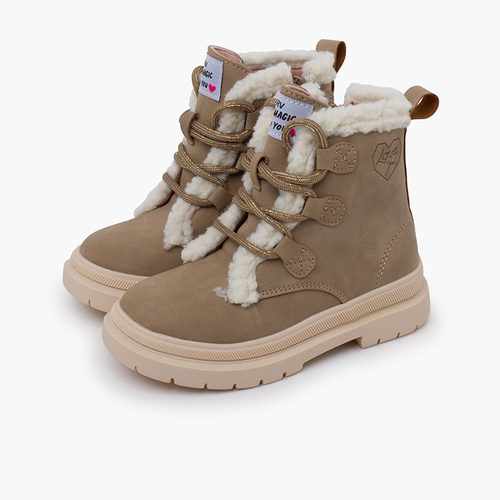 Garvalín boots fur and laces Taupe