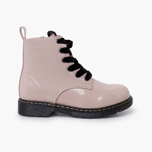 Velvet laced boots type patent leather Garvalín Pink