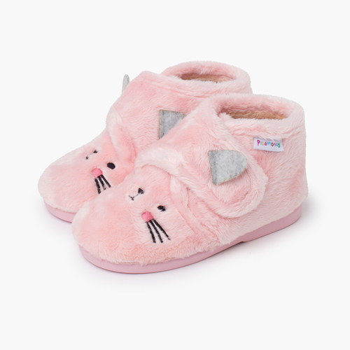 Animal teddy fabric slippers Pink